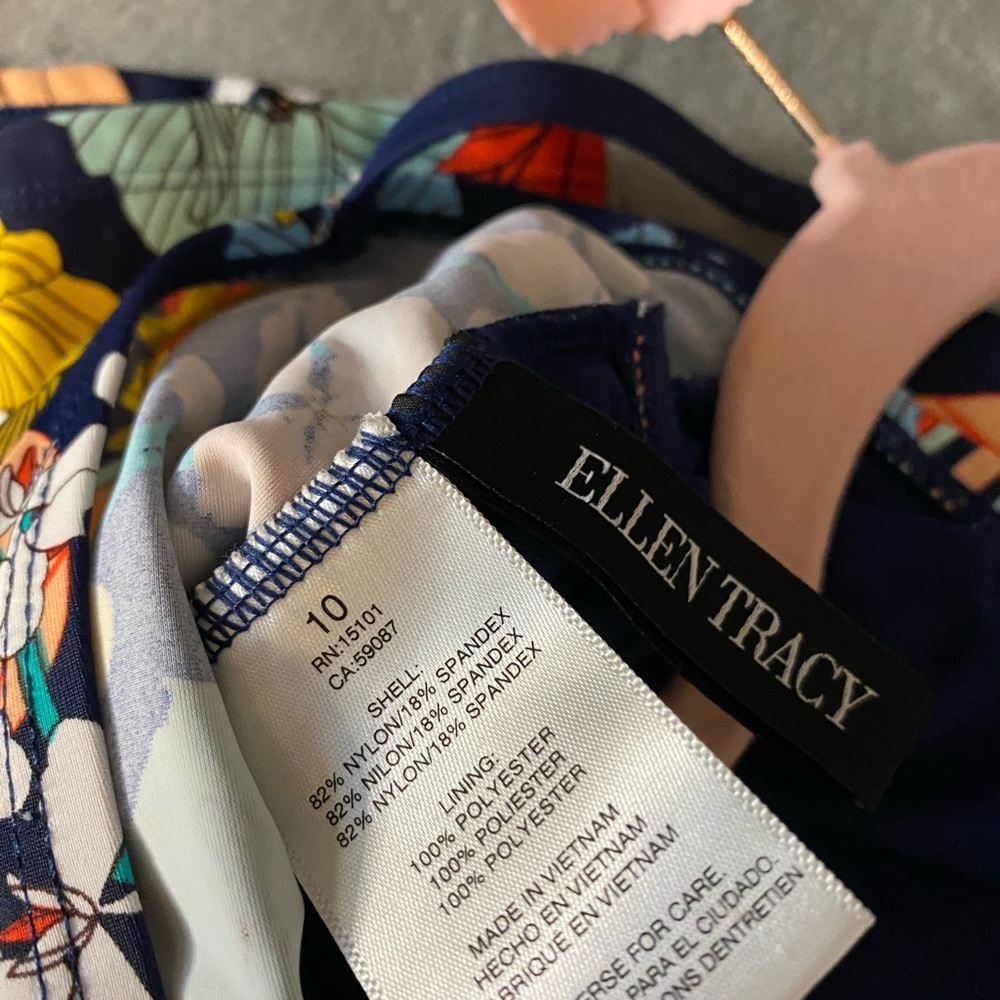 Ellen Tracy  Tankini Top Bright floral and striped pattern women Sz 10 - Picture 5 of 6